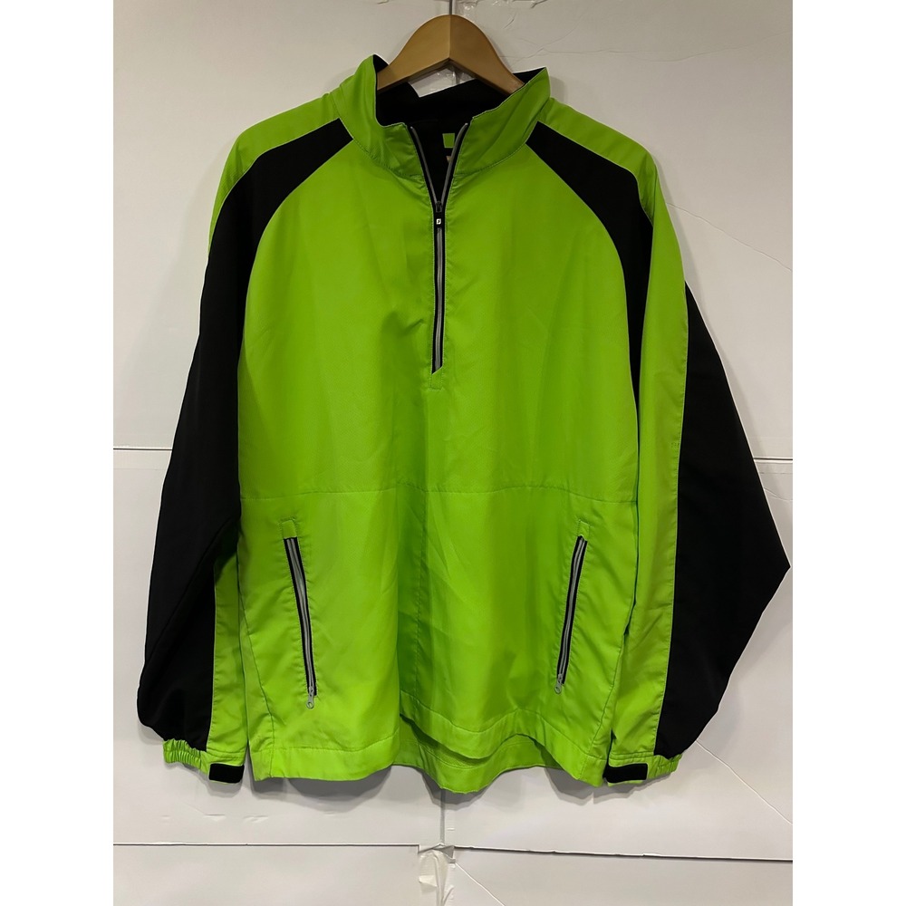Footjoy Mens Pullover Golf Windbreaker Jacket Lime Black Size L
